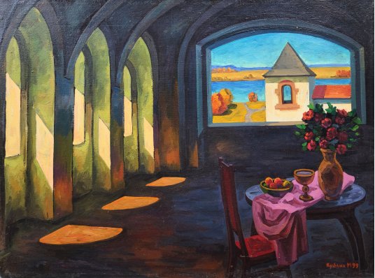"Still life in front of the window"